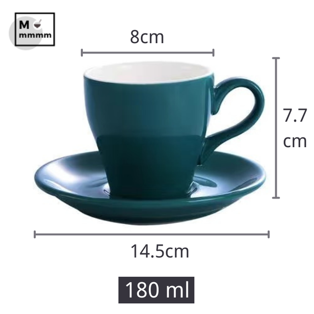 Bts-taza grande de cerámica para café, tazas de café con platillos, de Color sólido, para té, cambia de Color: dark green