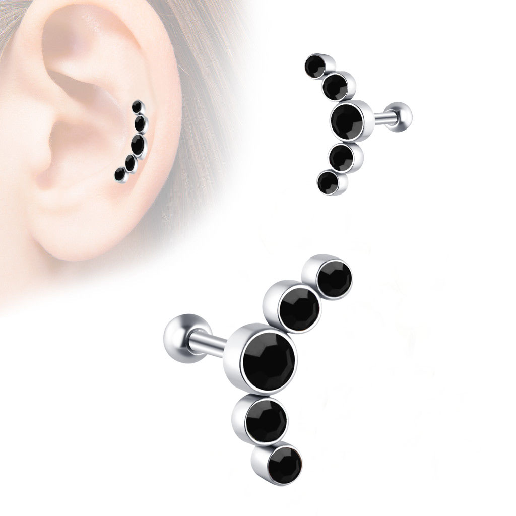 1 Uds. Pendiente de hélice para Piercing de cartílago de cristal, barra de acero inoxidable, pendientes para el trago, joyería Daith para mujer: COLOR ORO ROSADO