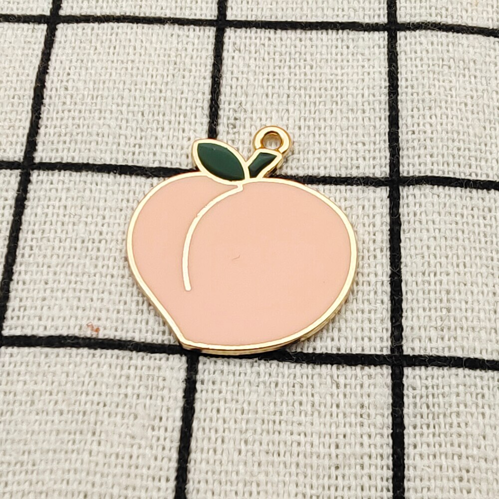 10pcs enamel peach charm fruit jewelry accessories earring pendant bracelet necklace charms zinc alloy diy finding 23x26mm