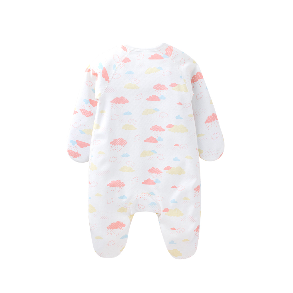 COBROO 3-Pack Baby Girl Betaalde Sleeper met Wanten 100% Katoen Allover Wolken Baby Meisje Pyjama Set 0- 3 maanden