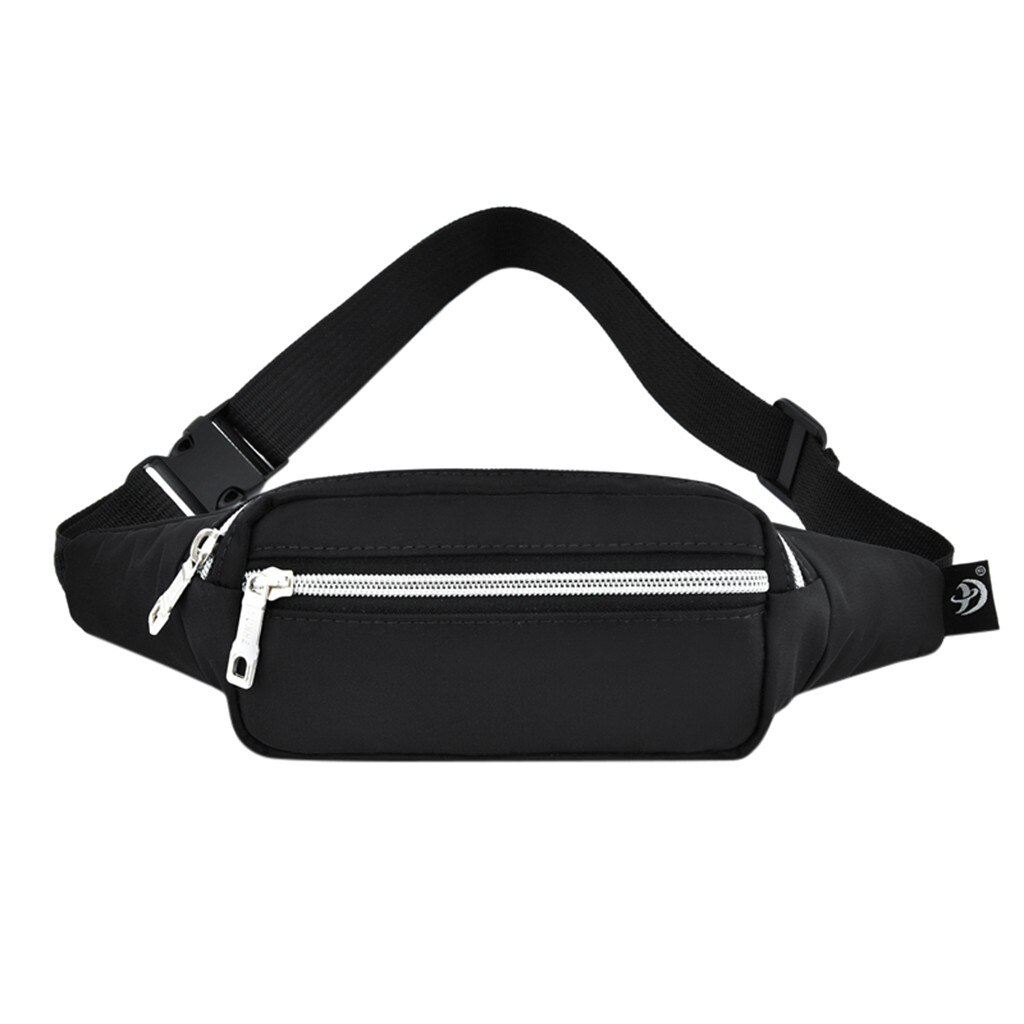 Dames Mode Effen Kleur Nylon Rits Fanny Packs Kwastje Taille Pack Telefoon Zak Lederen Riem Tas Voor Vrouwen Wilde Taille tassen: Black