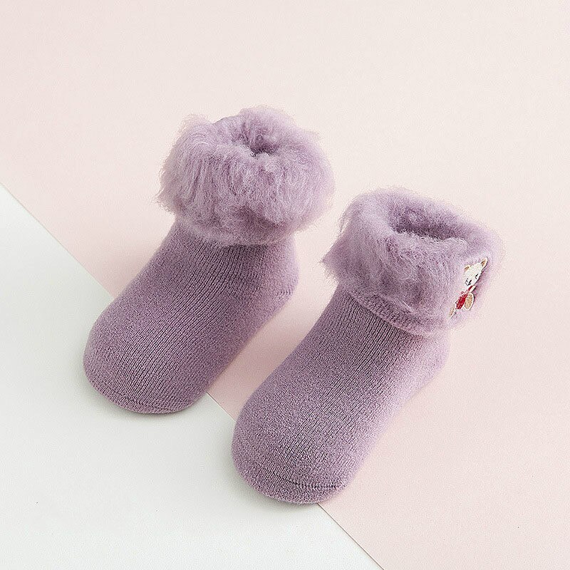 Winter Dikke Warme Badstof Leuke Sokken Cartoon Dieren Sokken Warmer Baby Baby Meisjes Jongens Sok Peuter Warm sok 0-3Y: Paars / 0-1Y