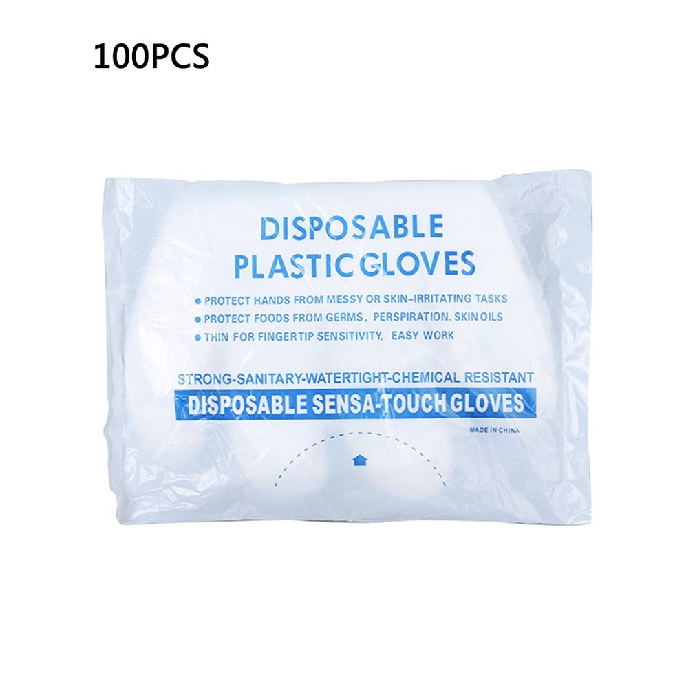 Disposable Clear Plastic Gloves Polyethylene Work Gloves Food Prep Gloves Powder & Latex Free Gloves 100Pcs: Default Title