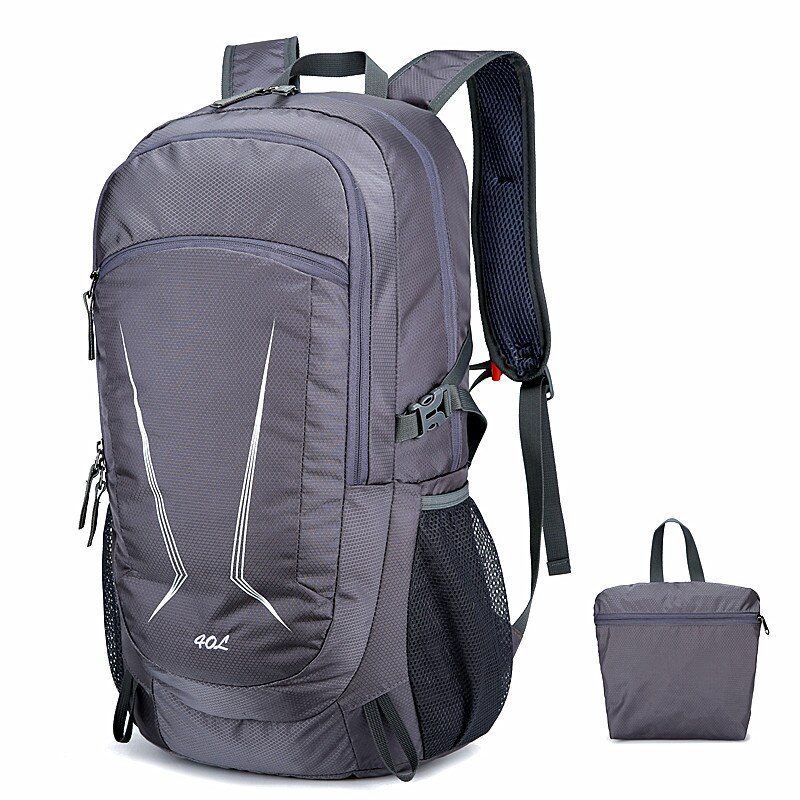 40L Foldable Backpack, sport Camping Climbing Multifuction Bag, Outdoor Waterproof Portable Backpack, Ultralight Large Softback: Gray Color