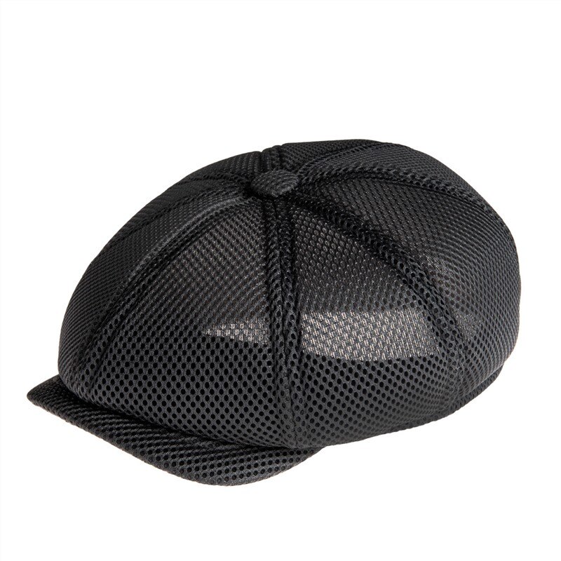 Feion – casquette de livreur de journaux en maille pour hommes, femmes, Gatsby, chapeau de boulanger, cabbie respirante, 8 panneaux, chapeaux Apple 076: Black / 63 cm
