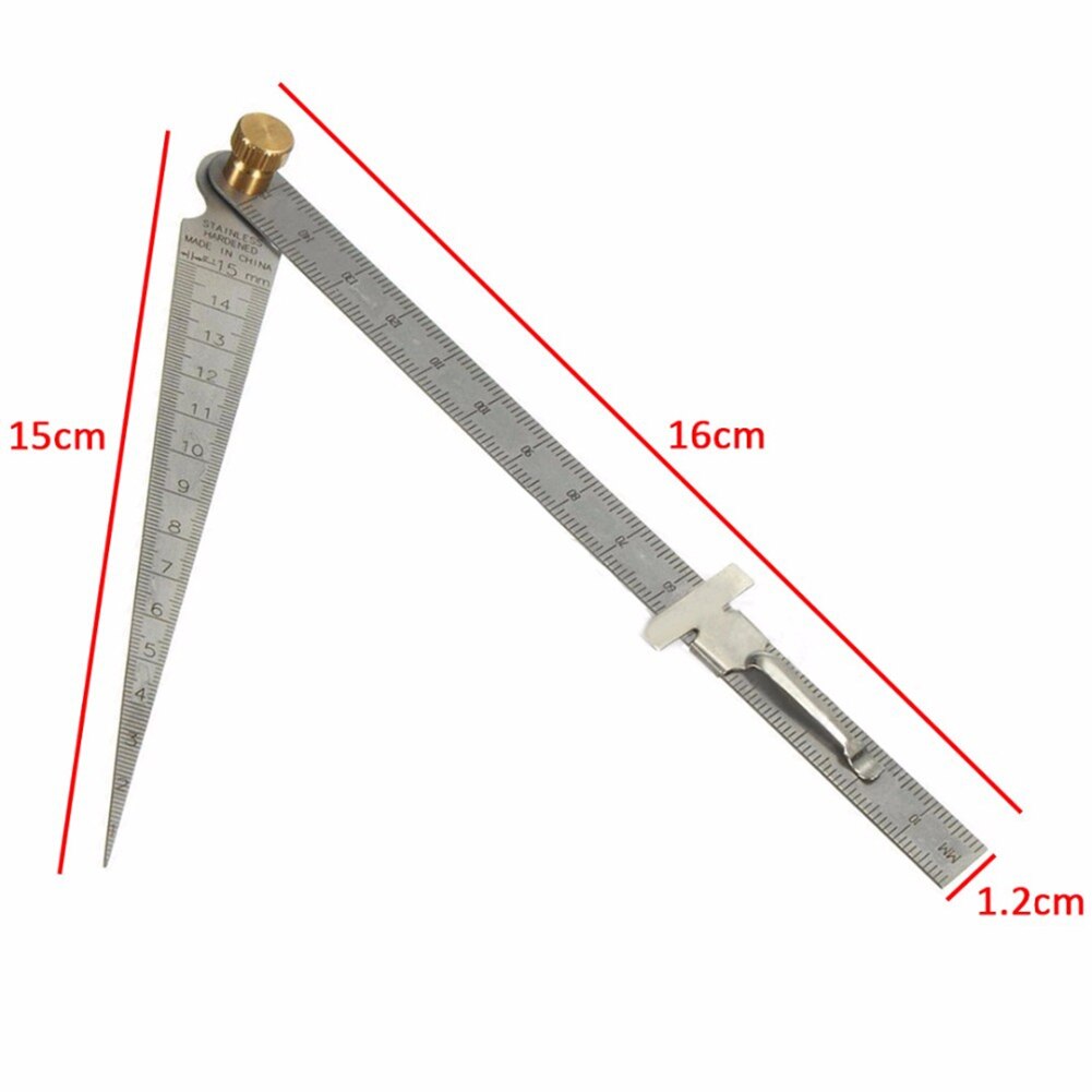 2pcs 16x2.5x1.2cm 1-15mm Taper Welding Feeler Gauge Gage Depth Ruler Stainless Steel Gap Hole Inspection