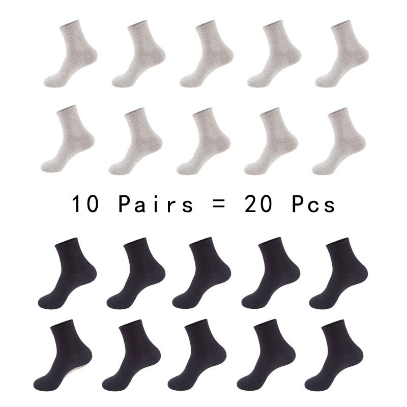 Strumpor herr bomull vit svart vårvinter enfärgad besättningsstrumpor herrsockor som andas paket 1 ser meias 10 par 20 st 1 lot sox
