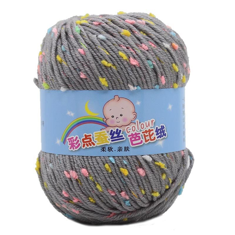 50g Bunte Dot Wolle Häkeln Garn Mehrzweck Baby Wolle Hut Schal Linie Hand Stricken Liefert DIY Pullover Bekleidung zubehör: gray B