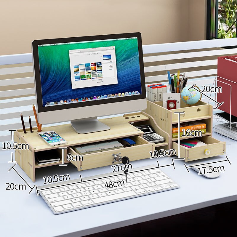 Computer Monitor Increase Rack Bracket File Rack Wooden Office Desk Storage Finishing Rack Shelf Storage Box Office Accessories: Color B-2