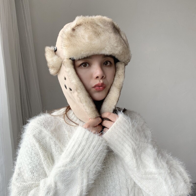 The Modern Ushanka-gorro de invierno resistente al viento, gorros cálidos para exteriores, con orejeras, para mujer