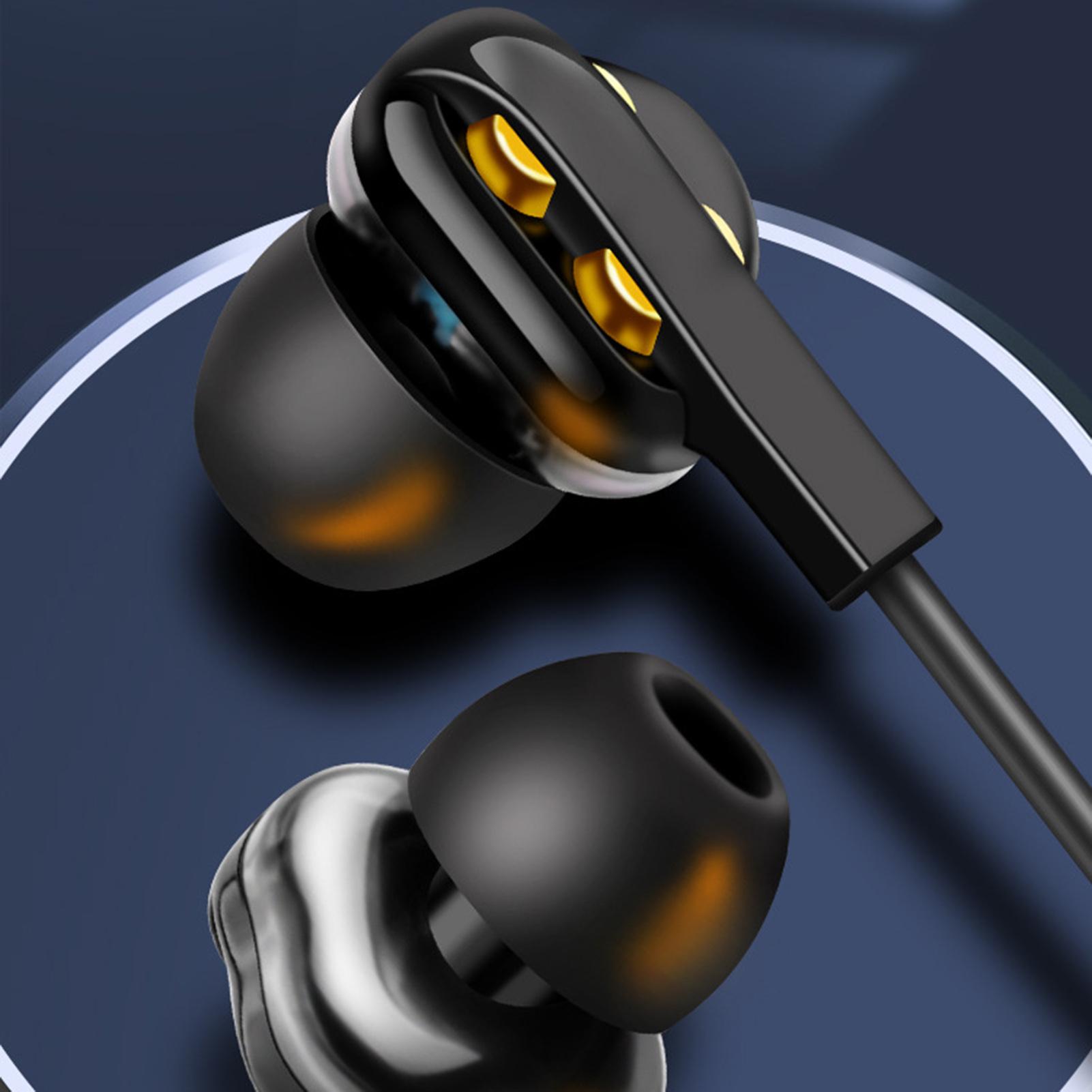 R7 3.5Mm Dual Speaker Dynamische Wired Zware Bas Sport In-Ear Oortelefoon Met Microfoon