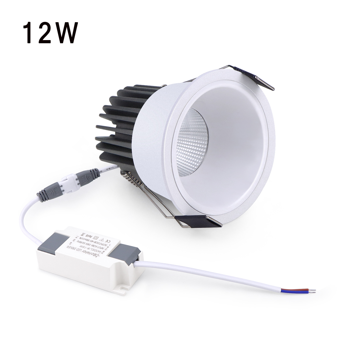 Indbygget aluminium cob led led spotlight pære led spotlight 7w 12w downlight loftslampe rumbelysning 85-265v: Lysegul / Orange