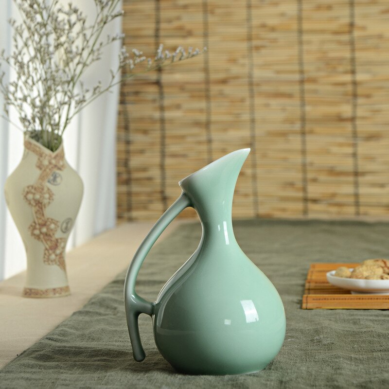 Chinese Style Ceramics Wine Set 1 Pot 6 Cups Longquan Celadon Wine Set Wine Set Decanter Bar Sets