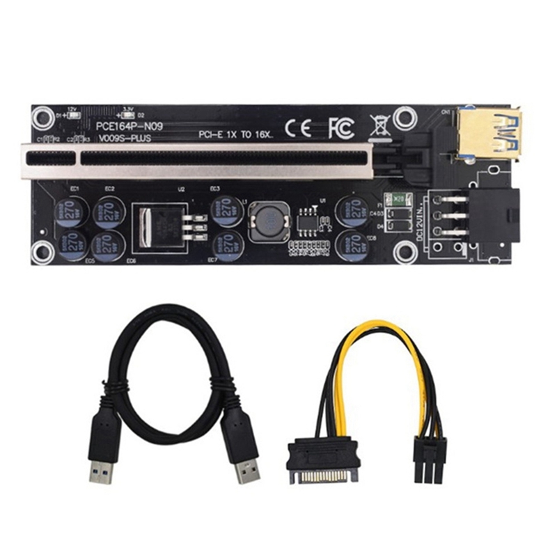 -Pcie Card Riser 1 to 4 USB 3.0 Adapter Card Multiplier Hub Pci Express Riser VER009S PLUS Pcie Riser X1 to X16