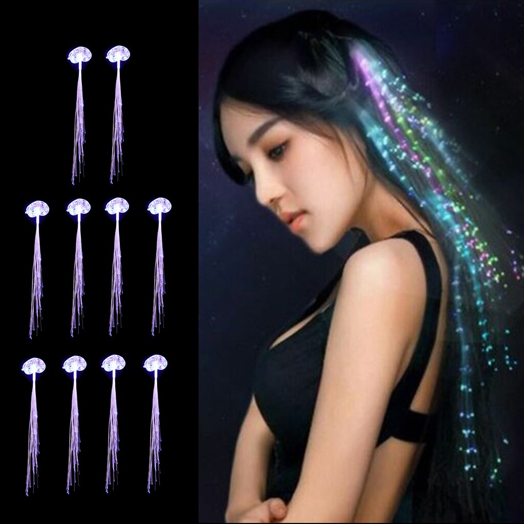 Pack of 10 LED Lights Hair Barrettes Light Up Hair Braid Decor Favor for Women