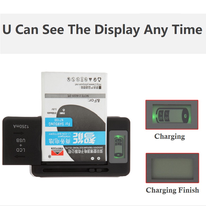 Universele mobiele batterijlader EU US Plug LCD-indicatorscherm USB-poort voor mobiele telefoonopladers Batterij opladen