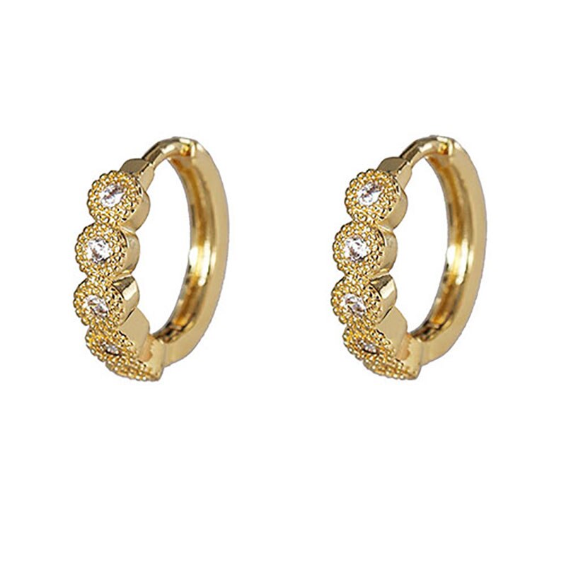 ZHINI Gold Ear Clip Small Earrings for Women Luxury Crystal Zircon Stud Earring ar Cuff Jewelry Party: D63117