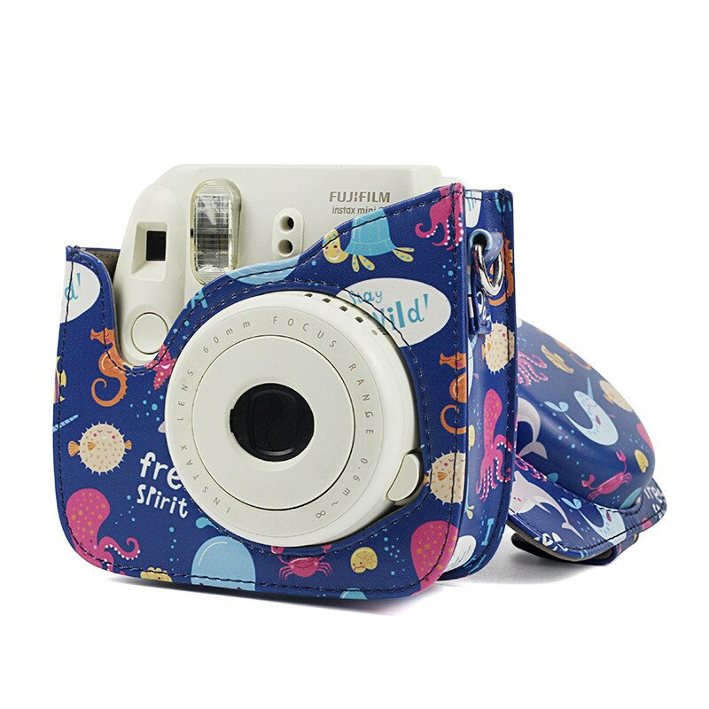 Fujifilm Instax Mini 9 Mini 8 8 + Camera Case Accessoire Ocean Sea PU Lederen Instant Camera Schoudertas Protector cover Pouch
