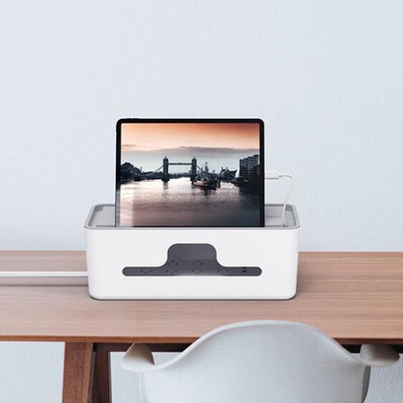 Power Plug Box Desktop Cable Organizer Wire Arrangement Multi-function Box Under Desk Cable Management Tray