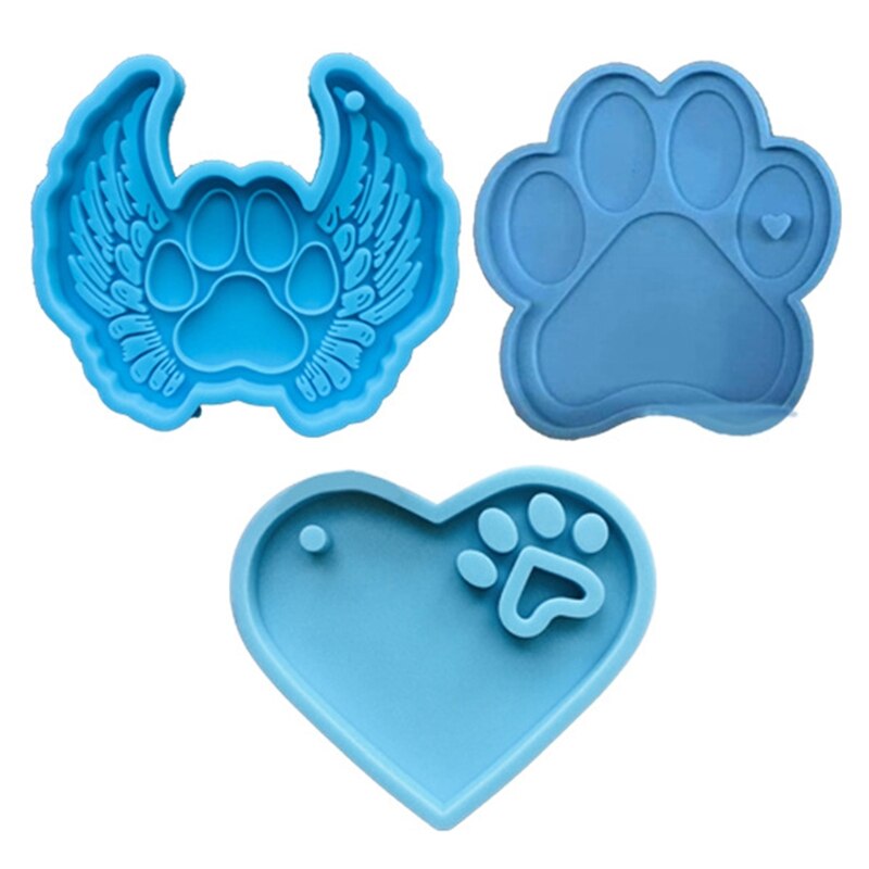 3 sztuk/zestaw Dog Paw Style brelok żywicy epoksydowej formy naszyjnik wisiorek silikonowe formy DIY rzemiosło biżuteria Casting Tool
