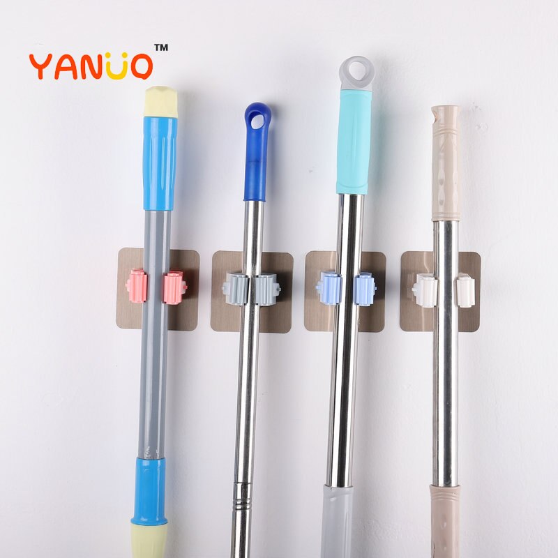 Punch-free Multifunctional Non-marking Mop Holder Toilet Bathroom Wall Hanging Broom Storage Hook Mop Clip