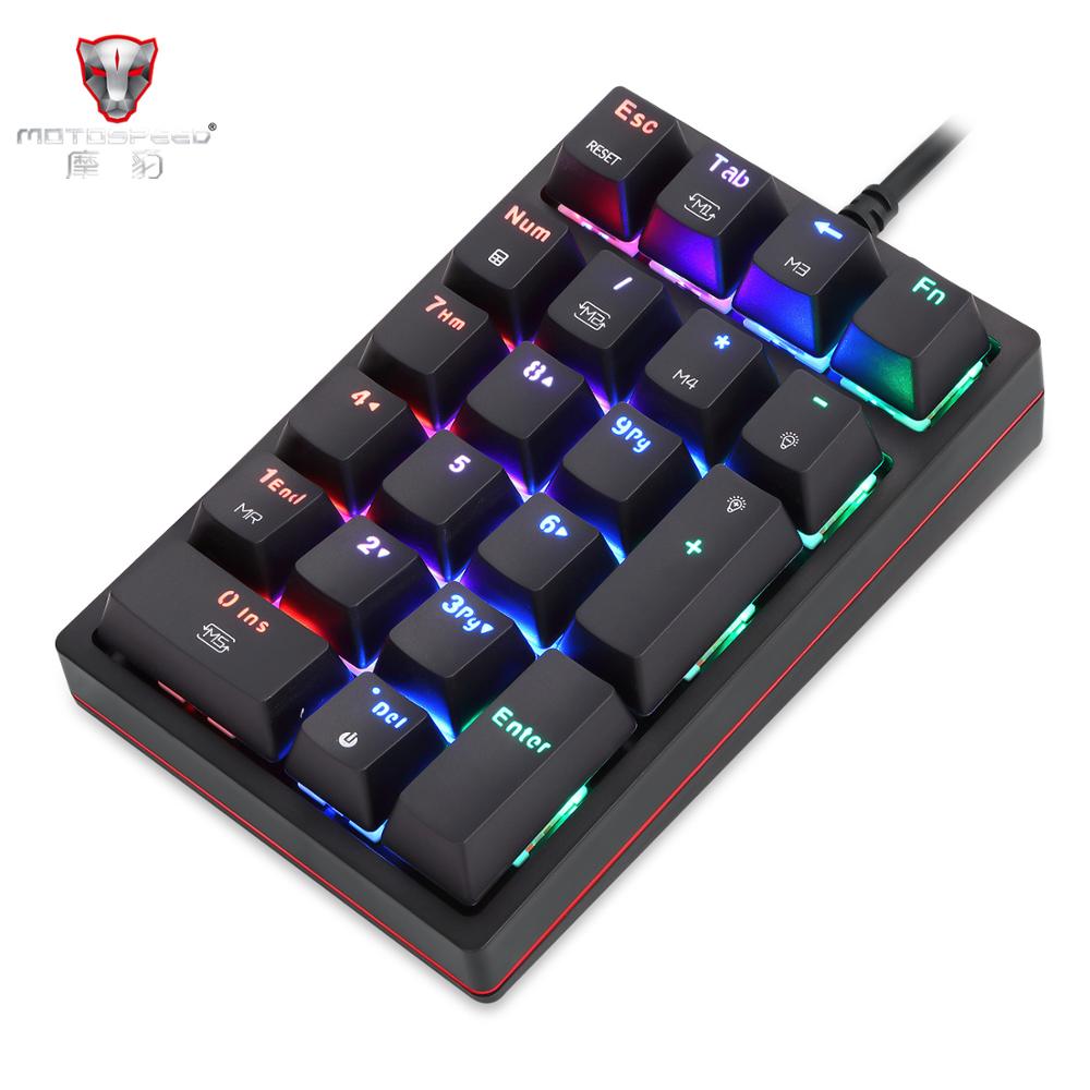 MOTOSPEED K24 USB Wired Numpad Mechanical Numeric Keypad 21 Keys Mini Numpad RGB Backlight Keyboard Extended Layout