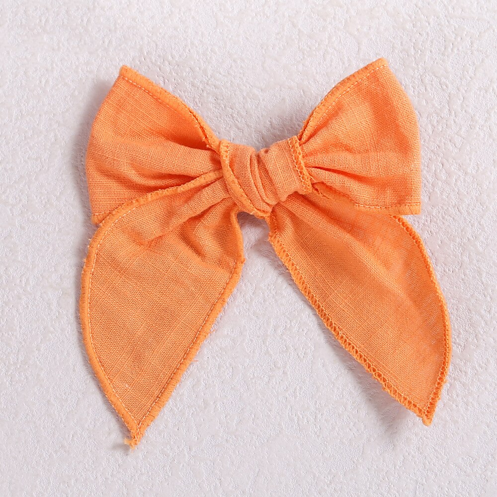 Baby Hair Clips Cotton Hairpin For girls Big Bows Barrettes Infant Linen Side Clips Hair Accessories Cute Hairgrips: 10