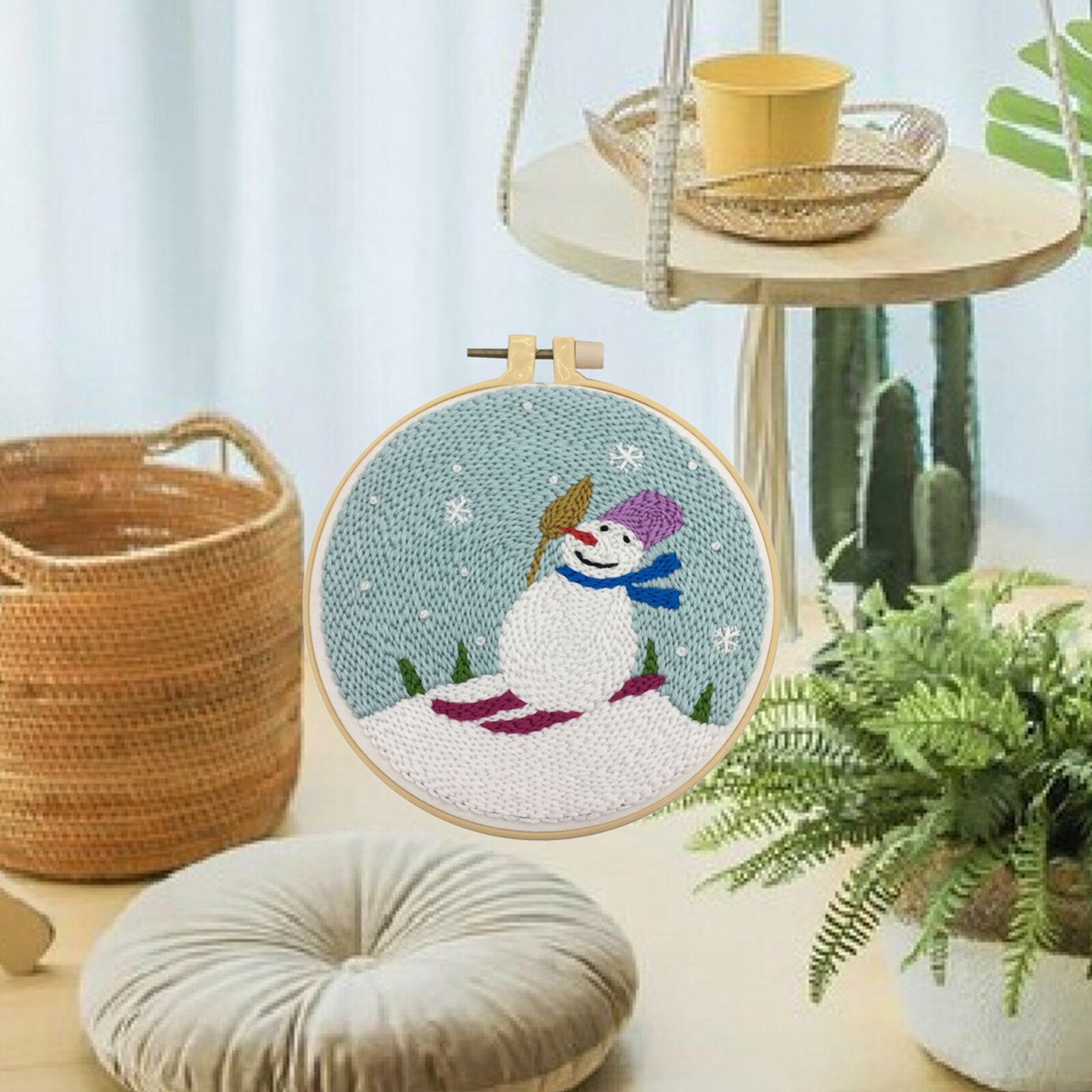 1 Set Punch Needle Embroidery Starter Kits Threader Fabric Embroidery Needles