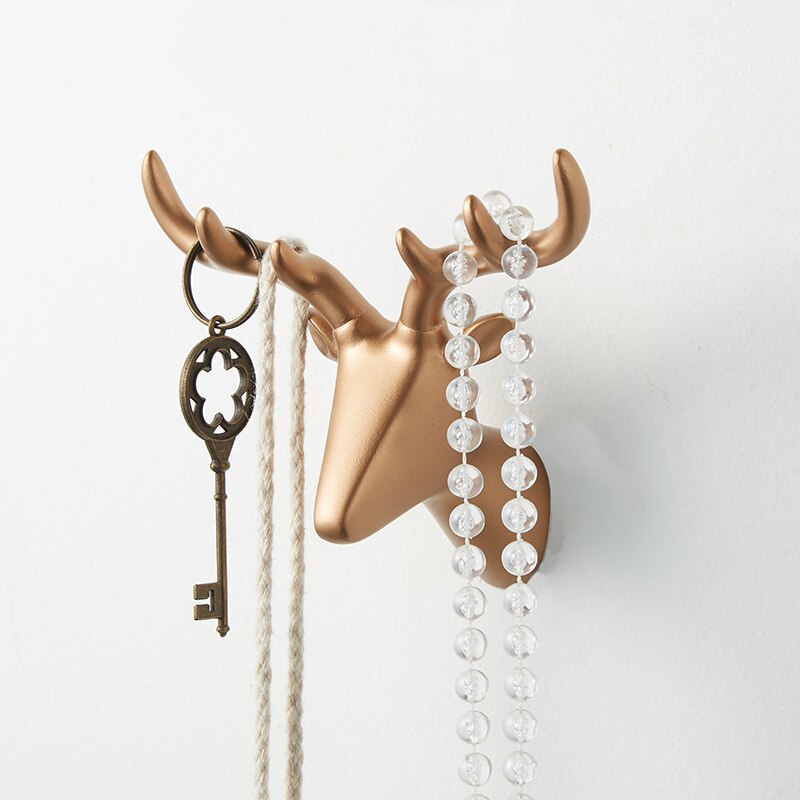 Perchero con cabeza de Animal para el hogar, gancho decorativo para colgar ropa, estante para artículos diversos, montado en la pared, 1 ud.