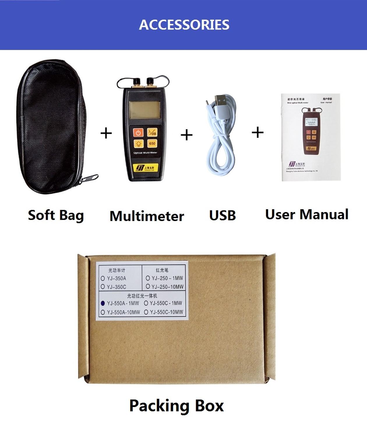 Oplaadbare Multi-meter Fiber Optische Power Meter met Visual Fault Locator (2 in 1)