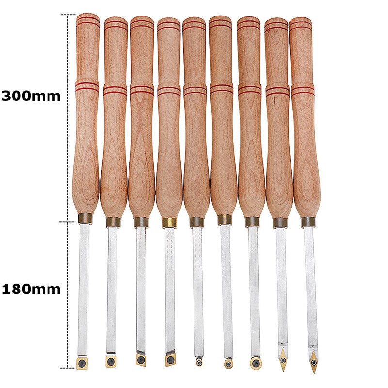 Wood Turning Tool Wood Handle with Titanium Coated Wood Carbide Insert Cutter Square Shank Woodworking Tools