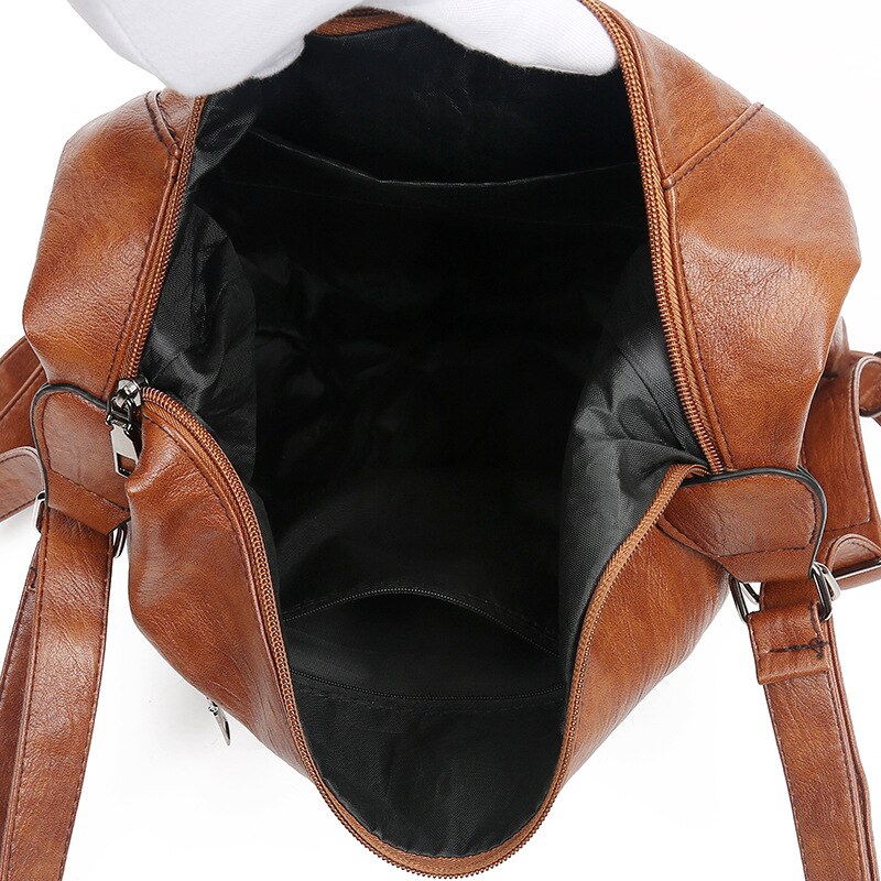 Straddle shoulder bag women's large-capacity mature retro multi-pocket soft leather mother bag