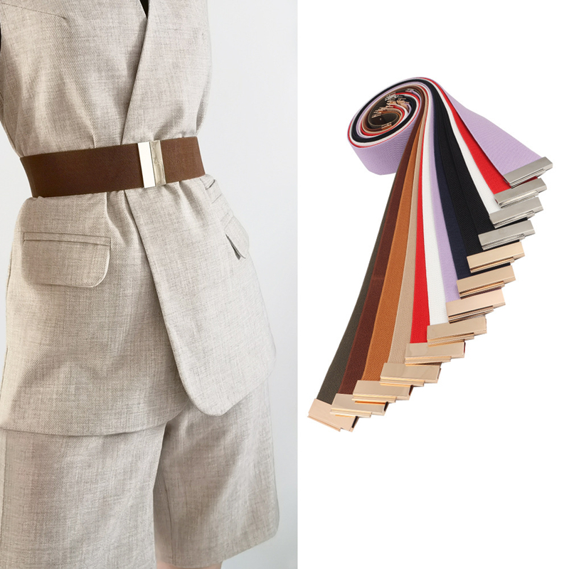 Cinturones anchos con banda elástica para mujer, cinturón sencillo para abrigo, hebilla femenina, correa negra, accesorios de decoración para vestido