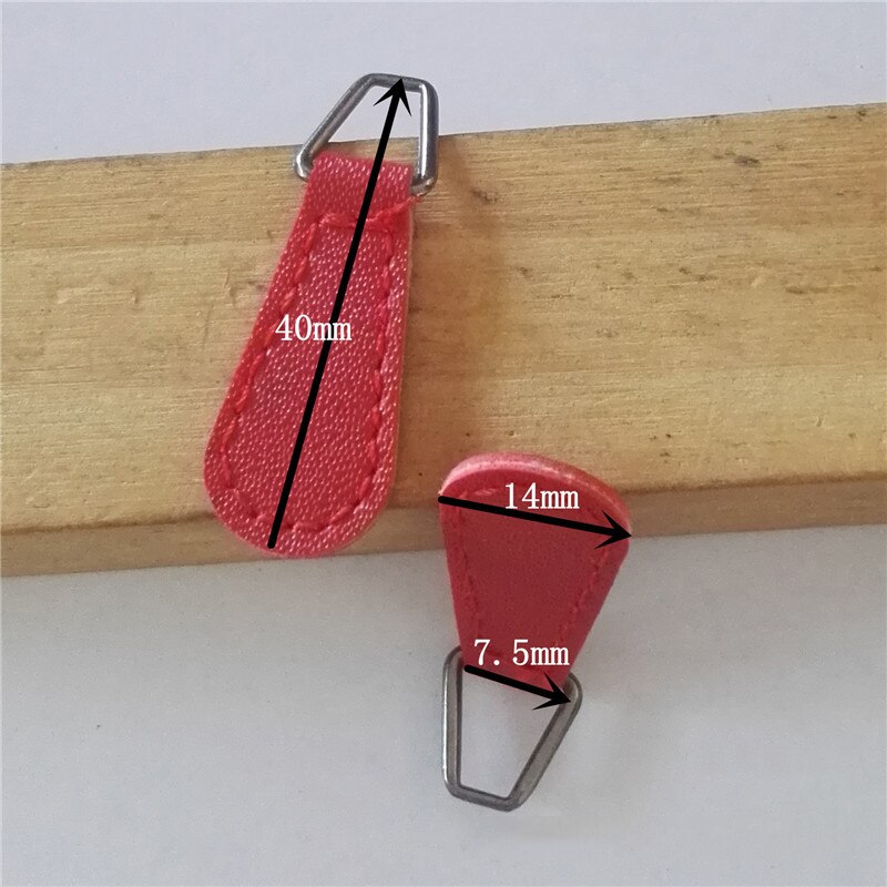 10Pcs Meetee 29-40mm Faux Leather Zipper Slider Pulls DIY Handmade Clothing Bag Hand Pendant Luggage Zip Puller Decor Accessory: RedR