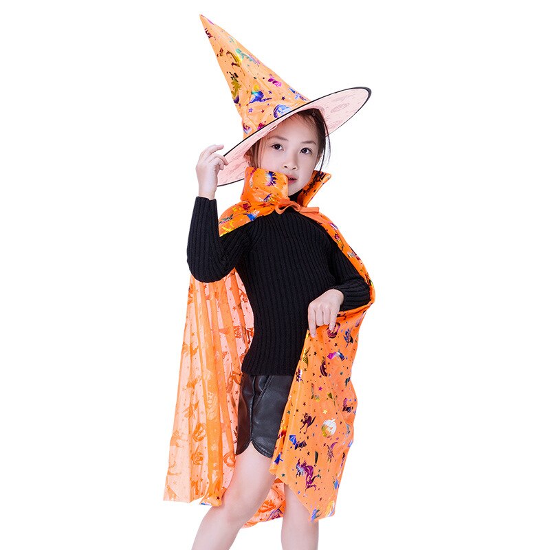 Kostium na bal maskowy czarodziej peleryna czarownicy peleryna szata z kapeluszem na pokaz gry Halloweens magiczne różdżki dla dzieci dzieci