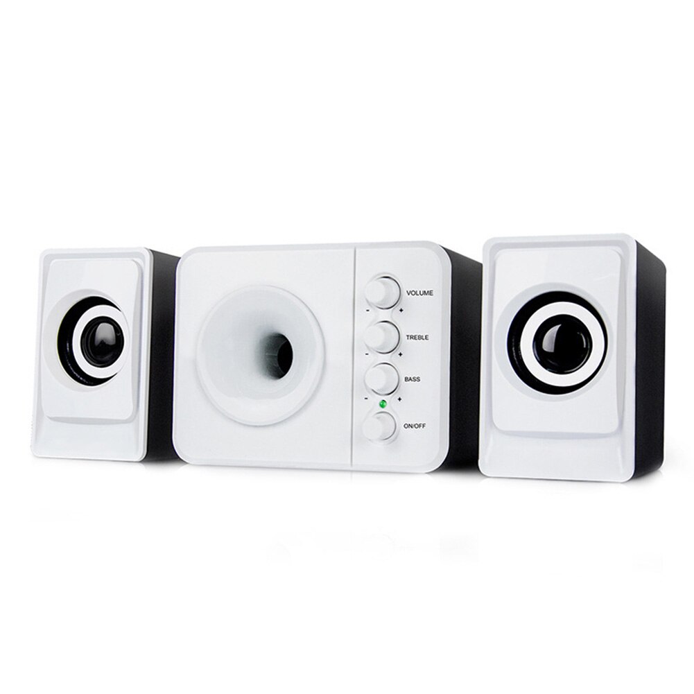 Usb 2.1 Subwoofer Desktop Speaker Met 3.5Mm Audio Plug Voor Pc Laptop Mobiel Usb Voeding Voor Pc Laptop mobiel: White Black