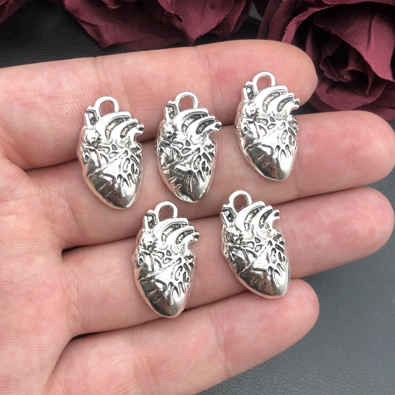 5 uds 25*14mm dijes de órgano de corazón humano medicina científica colgante anatómico biología joyería encontrar. DIY. dijes para fabricación de joyas: orange