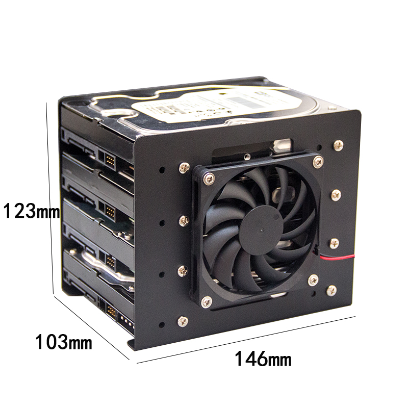 Support de disque dur mécanique 4F 3.5, ventilateur de refroidissement, extension d'ordinateur, en métal, noir et blanc