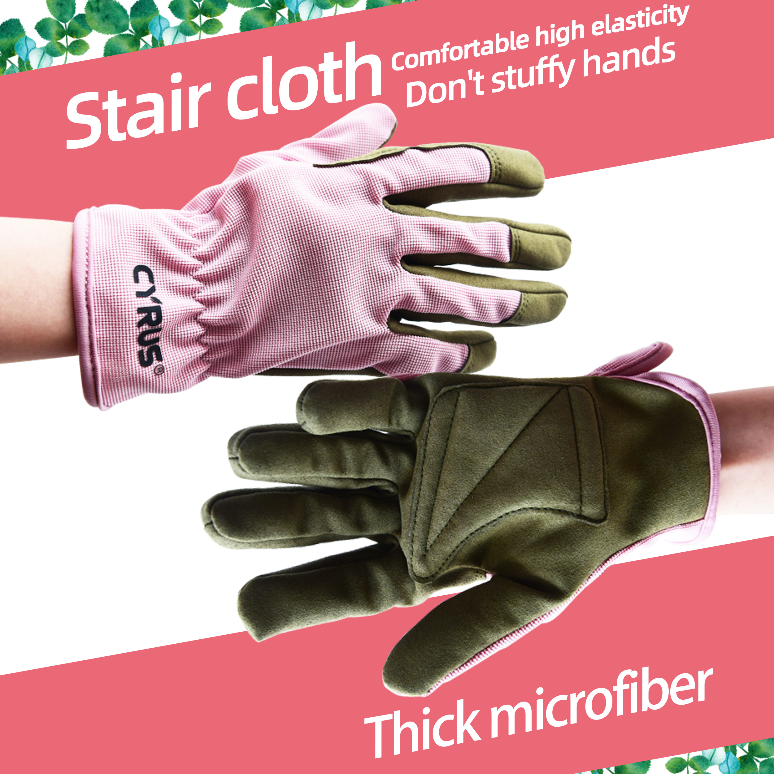 Gardening Gloves Garden Gloves Women Work Cut Resistant Leather Working Yard Weeding Digging Pruning Pink Ladies Hands