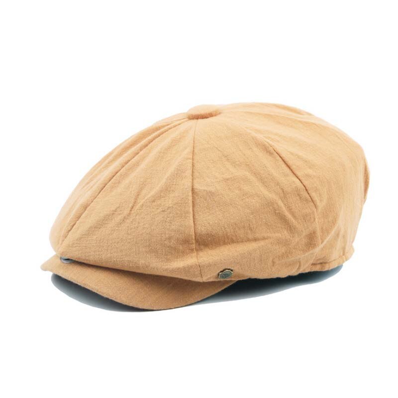 Gorro estilo británico para hombre, gorra de algodón Ascot, caqui, Retro octogonal plana, para Otoño e Invierno: YELLOW