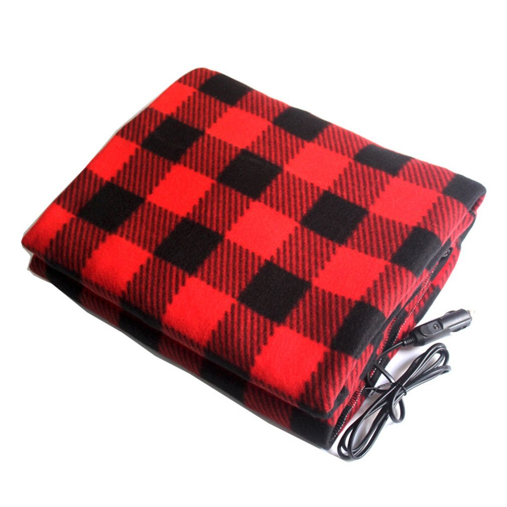12V 100*60cm Car Electric Heating Blanket Brushed Fleece Warmer Blankets Foldable Plush Pad Winter Warming Supplies