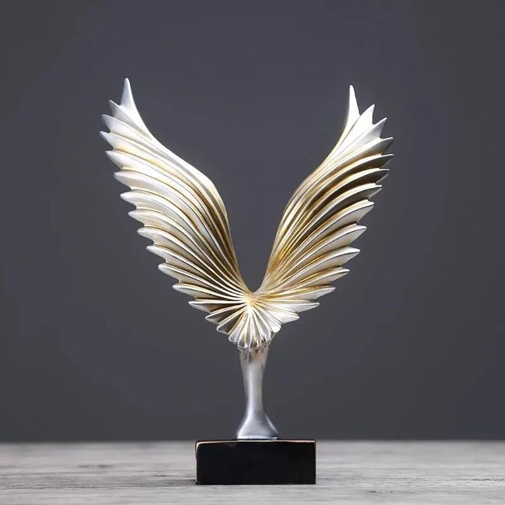 Hars Decoratieve Standbeelden Gesimuleerde Abstract Open Wing Bird Standbeeld Home Standbeelden Dier Sculptuur Muur Decoratie Home Decor