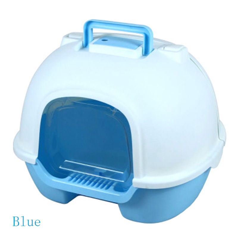 Bac à litière Anti-éclaboussures pour chat | Poêle pour animaux domestiques, plateau avec cuillère pour chat, maison de nettoyage des chats en plastique: Black
