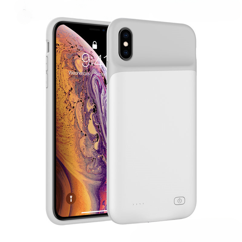Powerbank hoesje voor iphone xs max, externe back-up oplader, 4000 mah, slank, siliconen, schokbestendig, batterijoplader hoesje: Ivoor