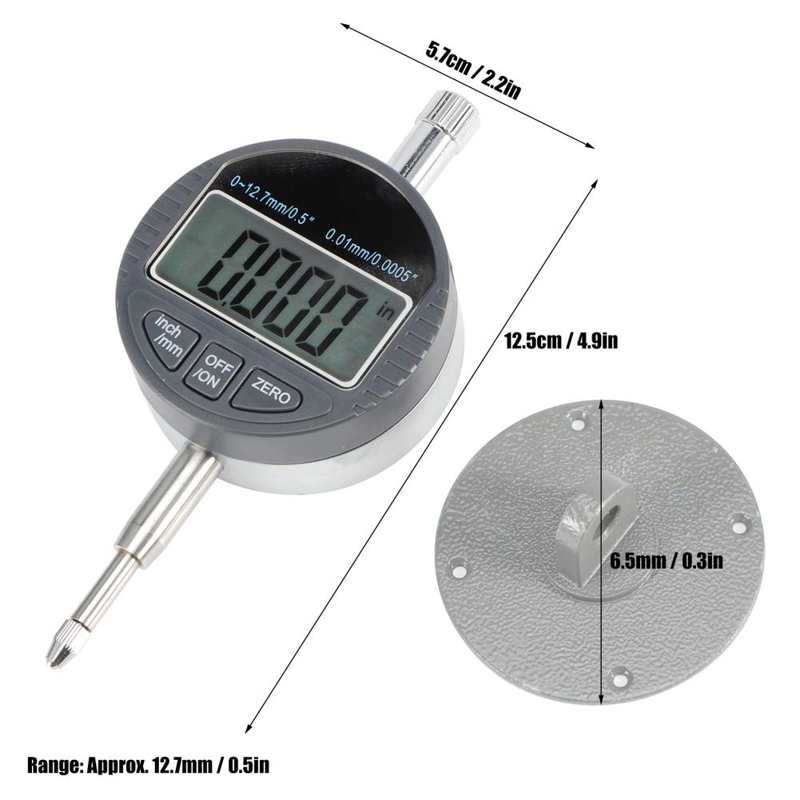 Digital Indicator Dial Test Gauge Electronic Depth Measurement Probe Indicator LCD Display 0-12.7mm
