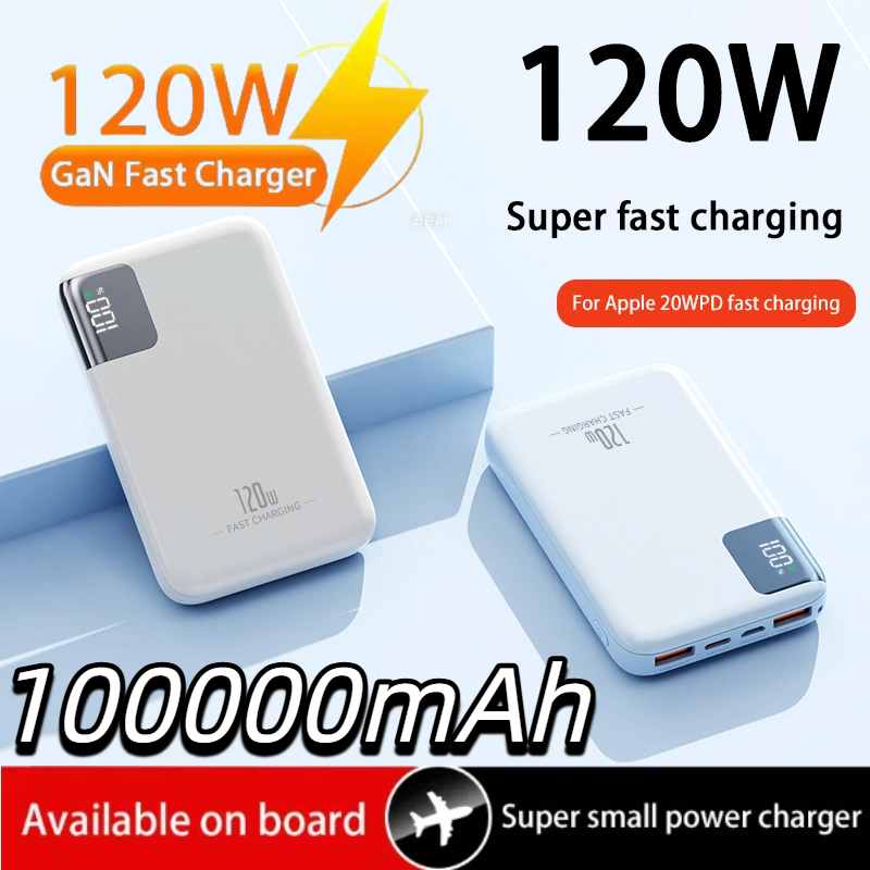 Power Bank 100000mAh 120W - Super PD 20W Pikalataus - Digitaalinen Näyttö - Kannettava