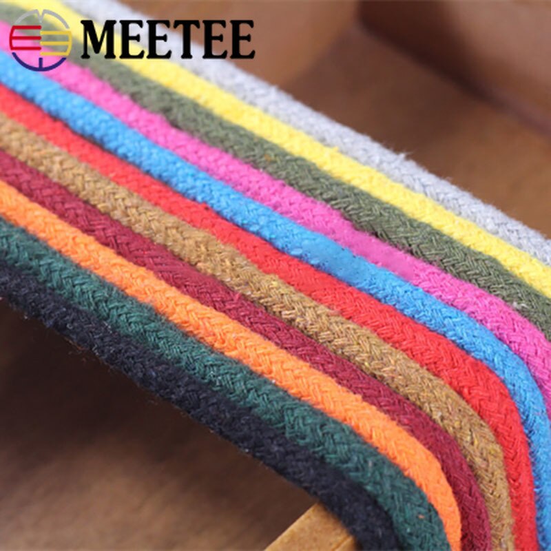 Meetee 20M 5mm gewebte Baumwolle Seil 16 Stränge Feste Schnur für Hosen Taille Starken Seil Bekleidungs Handtasche DIY handwerk handgefertigt Zubehör