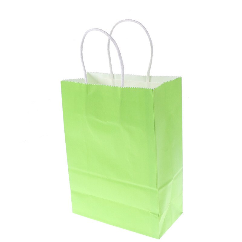 1Pcs Reusable Kraft Paper Shopping Bag With Handle DIY Multifunction Wedding Birthday Party package bags: Light Green