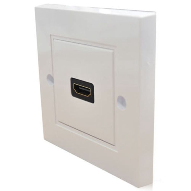WHITE HDMI LEAD WALL PLATE FULL HD 1080p TV CABLE FACEPLATE SOCKET CONNECTOR