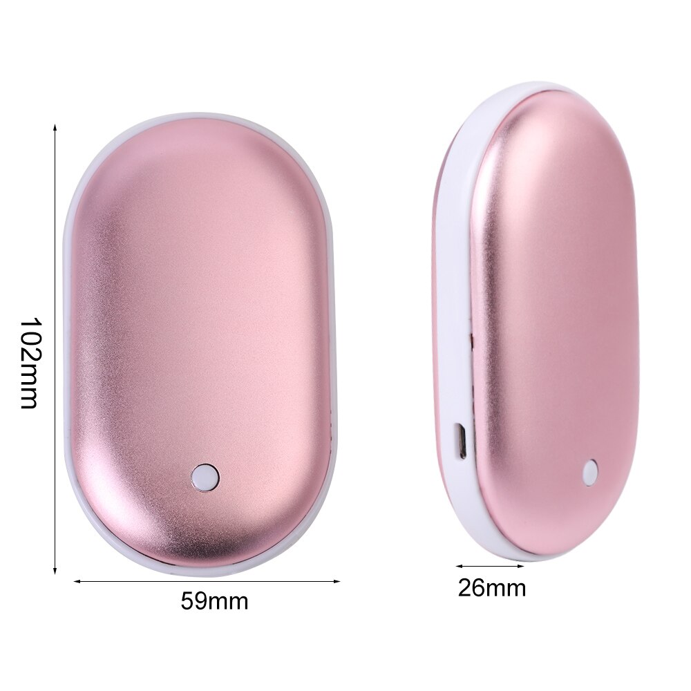 Portátil 5200mAh USB recargable 2 en 1 calentador de manos eléctrico banco de energía de invierno rápido de doble cara de calefacción